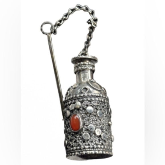 Jewelry - Tibetan decorated silver jar for snuff , perfume